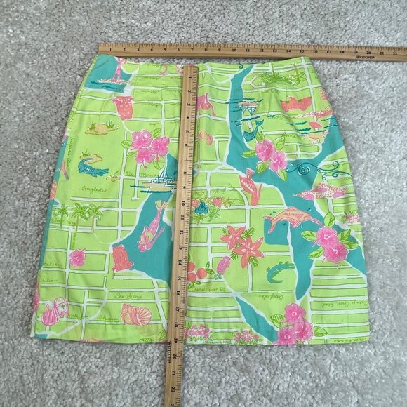 Lilly Pulitzer Green Pink Tropical Skirt VINTAGE Womens 10 - Picture 7 of 7